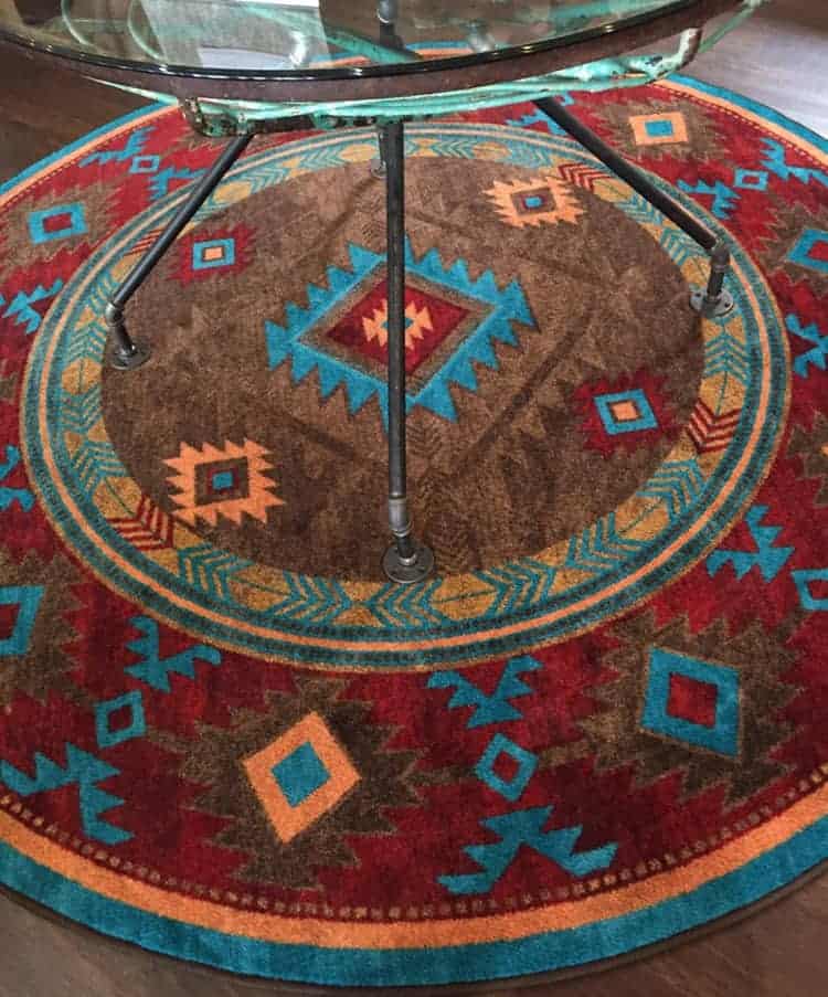 0193NAT296 Whisky River Turquoise Round rug American Dakota 1